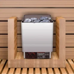 Saunaugn 9 kW, elsauna 380 V - 415 V, rostfri saunaugn, elektrisk saunaugn 2 lägen (temperatur, tid), extern kontroll och 3M-temperatursensor