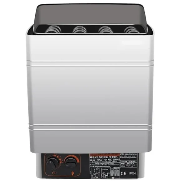 Saunaugn 9 kW, elsauna 380 V - 415 V, rostfri saunaugn, elektrisk saunaugn 2 lägen (temperatur, tid), extern kontroll och 3M-temperatursensor