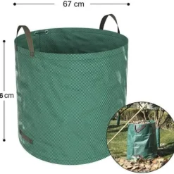 SD14670-4st Trädgårdspåse Stark trädgårdsavfallspåse - Fristående och hopfällbar rivsäker - Återanvändbara 272L soppåsar