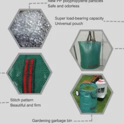 SD14670-4st Trädgårdspåse Stark trädgårdsavfallspåse - Fristående och hopfällbar rivsäker - Återanvändbara 272L soppåsar