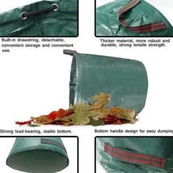 SD14670-4st Trädgårdspåse Stark trädgårdsavfallspåse - Fristående och hopfällbar rivsäker - Återanvändbara 272L soppåsar