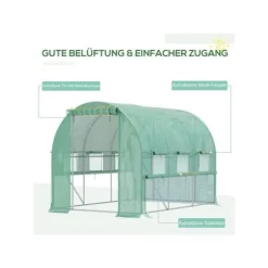 Serre tunnel - MUVOE - 2.95x2x2m - PE-film anti-UV - Struktur av rostfritt stål - 6 rullbar fönster