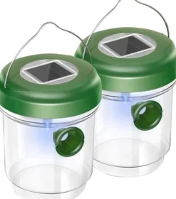 Set med 2 hängande utomhus getingfällor med LED-ljus Återanvändbara