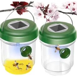 Set med 2 hängande utomhusgetingfällor med LED-ljus - Återanvändbara - För gård, terrass, trädgård