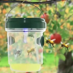 Set med 2 hängande utomhusgetingfällor med LED-ljus - Återanvändbara - För gård, terrass, trädgård