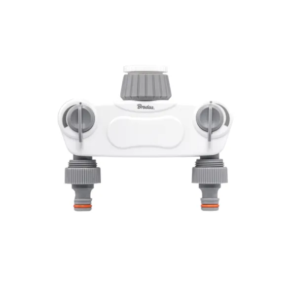 Set med 3 produkter. WHITE LINE SOLID 2-way manifold with 1 "or 3/4" tap valves