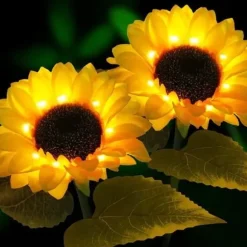 Set med 2 Solar Flower Garden Decoration Lights Vattentät för utomhusbruk - Solros Dekoration för trädgård, uteplats