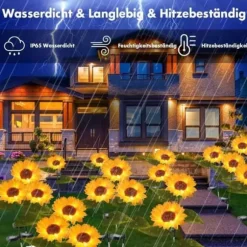 Set med 2 Solar Flower Garden Decoration Lights Vattentät för utomhusbruk - Solros Dekoration för trädgård, uteplats