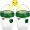 Set med 2 solcellsdrivna insektfällor med solenergi LED-lampa, hängande bi-fälla, getingfälla, levande getingfälla