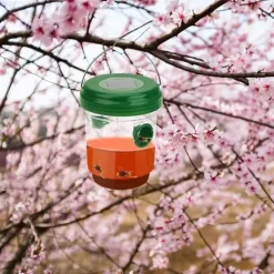 Set med 2 solcellsdrivna insektfällor med solenergi LED-lampa, hängande bi-fälla, getingfälla, levande getingfälla