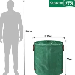 Set med 3 trädgårdsväskor med handtag, 272 l, i polypropentyg, hopfällbar, vattentät, återanvändbar, för förvaring[1989]