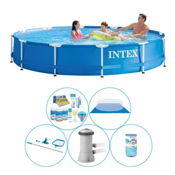 Simbassäng Combi Deal - 6-delad - Intex metallram Rund 366x76 cm