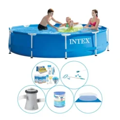 Simbassäng Med Tillbehör - 6-delad - Intex Metallram Rund 305x76 cm