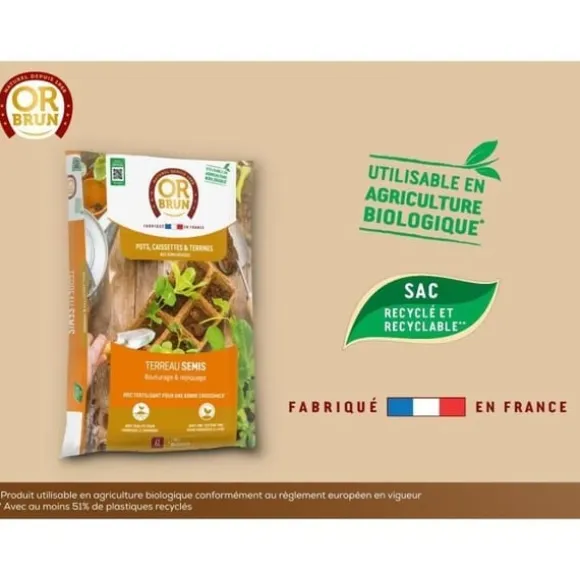 Såjord - BROWN GOLD - OBRTSEM6U - 6L - Förbättrar dränering - Optimal vattenretention