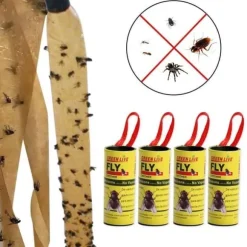 Skadedjursfälla, flugfälla, 4 rullar bärbart klibbigt papper, flugor, insekter, lim, enhet [F718118373]