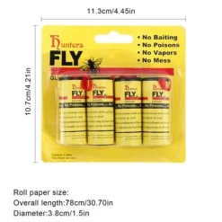 Skadedjursfälla, kraftfull flugfälla, 4 rullar, sticky board, flugfälla, mördare, limstift - 4 rullar[A58]