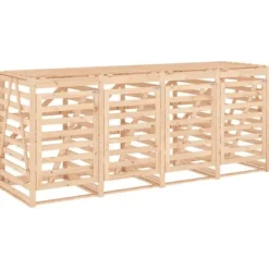 Skjul för 4 sopkärl i massiv furu - Träskjul för soptunnor | Färg: Natur | Storlek: Standard