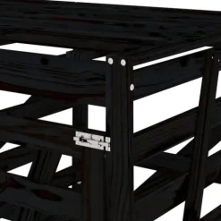 Skjul för 4 sopkärl i massiv furu - Hållbart och ventilerat | Färg: Svart | Storlek: 4 soptunnor