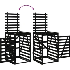 Skjul för 4 sopkärl i massiv furu - Hållbart och ventilerat | Färg: Svart | Storlek: 4 soptunnor