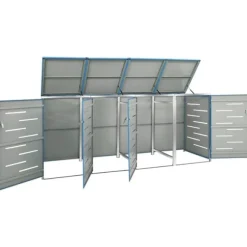 Skjul till fyra sopkärl 276,5x77,5x112,5 cm rostfritt stål