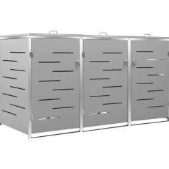 Skjul till tre sopkärl 207x77,5x112,5 cm rostfritt stål