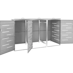 Skjul till tre sopkärl 207x77,5x112,5 cm rostfritt stål