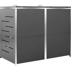 Skjul till två sopkärl 138x77,5x112,5 cm rostfritt stål