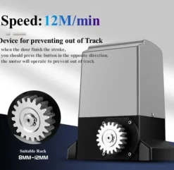 Skjutbar elektrisk grindöppnare, fjärrkontroll, hög lastkapacitet,svart