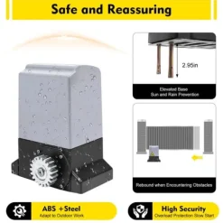 Skjutgrindöppnare, eldrivet autosystem för tung drift, vinröd, 6 m tandstång, kit med 2 extra fjärrkontroller