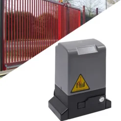 Skjutgrindsöppnare - Grindmotor - 370 W - IP44 - Max 600 kg - 1400 varv/min - 12 m/min - Fjärrkontroll & nycklar - Grå