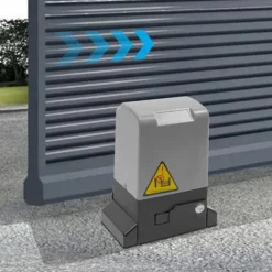 Skjutgrindsöppnare - Grindmotor - 370 W - IP44 - Max 600 kg - 1400 varv/min - 12 m/min - Fjärrkontroll & nycklar - Grå