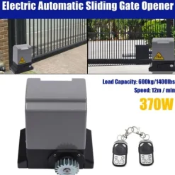 Skjutgrindsöppnare - Grindmotor - 370 W - IP44 - Max 600 kg - 1400 varv/min - 12 m/min - Fjärrkontroll & nycklar - Grå