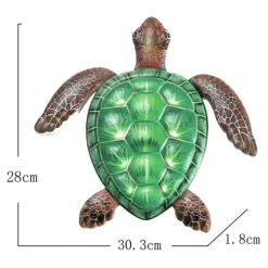 Sköldpadda Väggdekor Trädgård prydnad 30,3x28x1,8cm - Grön