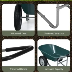 Skottkärra Trädgårdsvagn, 145x65x65 cm, Grön