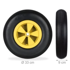 Skottkärrehjul, 33x9 cm, Gul