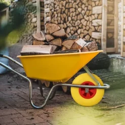 Skottkärrehjul, 33x9 cm, Gul, Röd