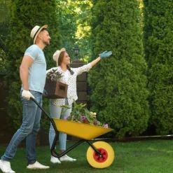 Skottkärrehjul, 33x9 cm, Gul, Röd