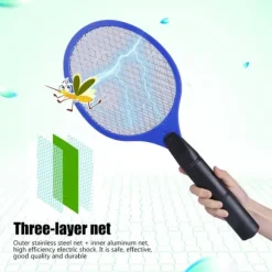 Sladdlös Batteridriven Elektrisk Flugmygg Smälla Bug Zapper Racket Insektdödare Blå
