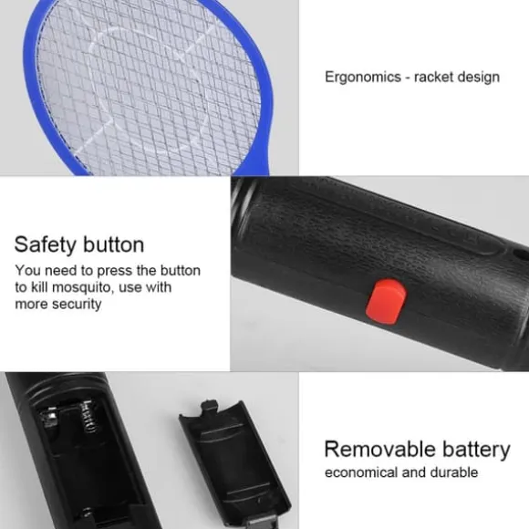 Sladdlös Batteridriven Elektrisk Flugmygg Smälla Bug Zapper Racket Insektdödare Blå