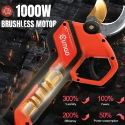 Sladdlös elektrisk beskärningssax, borstlös beskärningssax, OUTIGO 600W 20-25mm, 2*1500mAh 21V batterier, Blad Lämplig för grenar