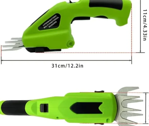 Sladdlös 2-i-1 Häcksax & Grästrimmer – 7,2V Elektrisk Trimmer för Trädgård, Gräsmatta och Buskar