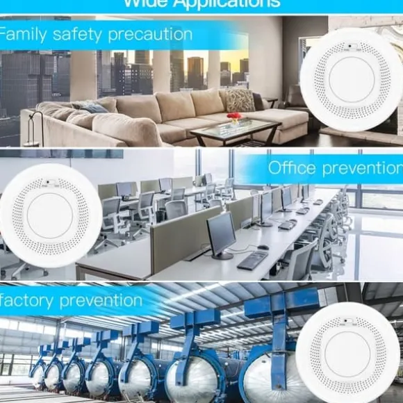Smart Zigbee rökdetektor - MOES - Brandsäkert material - Smartphone-notifikationer - Ljudlarm