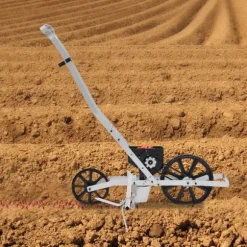 Såmaskin & gödselspridare - Handdriven - Justerbart sådjup 5–40 mm - Aluminium - 3,8 kg - 96×31,3×95 cm - Silver