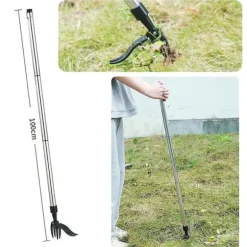Smidig och praktisk Ogräsupptagare med fotstöd 100cm