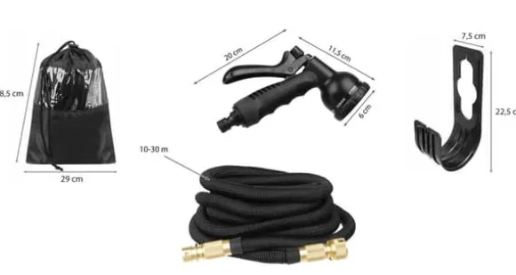 Smidig trädgårdsslang - 10-30 meter - med sprutpistol - svart