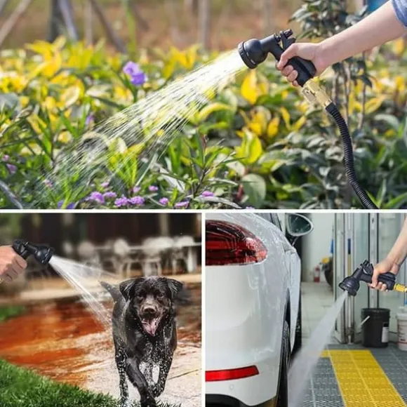 Smidig trädgårdsslang - 10-30 meter - med sprutpistol - svart