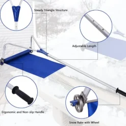 Snö Takkratta, 21 Fot Justerbar Aluminium Snö Takkratta med Hjul och Oxford Glid, 20'x16'