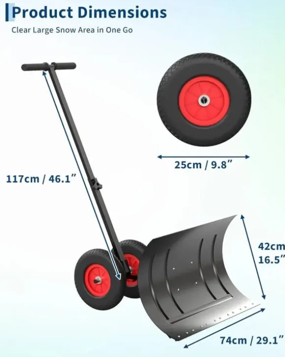 Snöborttagningsverktyg, Ergonomisk Design, Justerbart Handtag,74x42cm