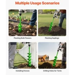 Snigelborr, 100x790 mm, Grön, Kraftig stål