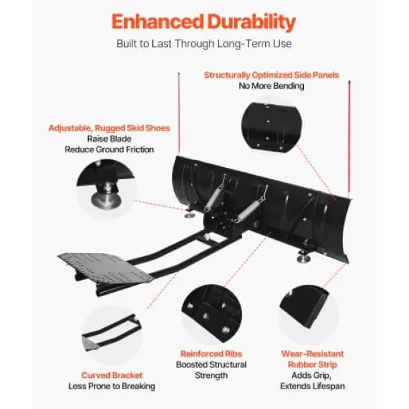 Snöplogblad, 109x43 cm/183x72 cm, Svart, Stål